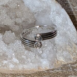 Sterling Silver & Black Enamel Double Spiral Ring
